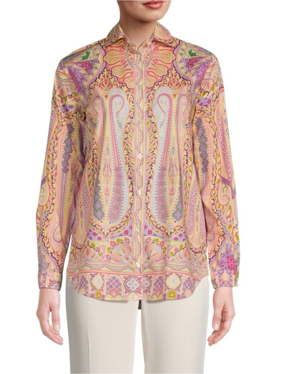 Etro Tops - Etro Paisley Button Down Blouse Multicolor Made in Italy Women IT 50 Size XL